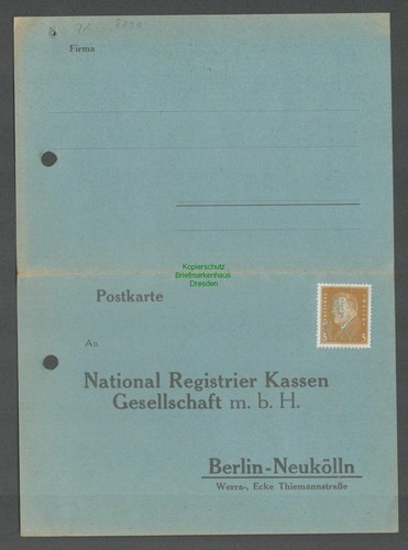 B6623 postkarte perfin - n., r