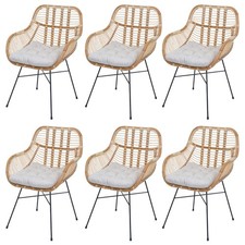 B-Ware 6er-Set Esszimmerstuhl MCW-P17, Stuhl, Kubu Rattan Metall, Polster creme