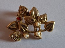 Vintage Brosche  Perle Stein
