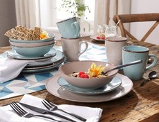 ARTE VIVA Kombiservice Puro 16tlg. Steinzeug türkis/beige Geschirr Kaffeeservice