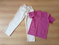 Medizinische Kleidung Uniform Kasack Oberteil Hose rosa / weiß Gr. XS neuwertig