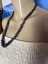 vintage Amnethyst Kette Collier art deco Natursteine Perlen  64 cm