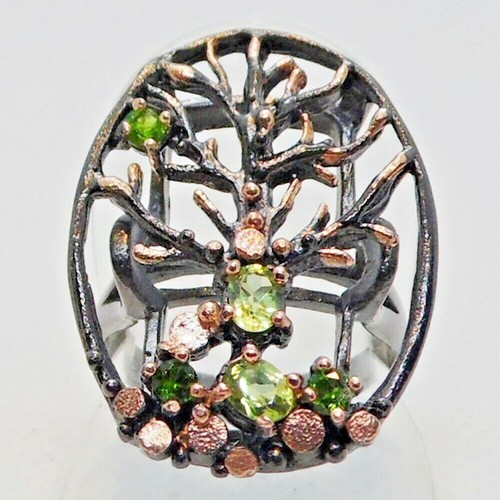 Peridot chromdiopsid ring - peridot,
