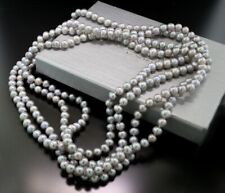 Silbergraue Zuchtperlenkette  in 1,60 Meter Länge Wert 1.100 Euro Neu