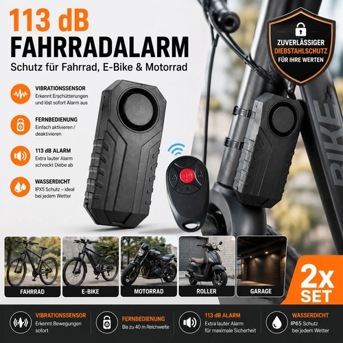 Fahrrad alarmanlage mit - 2x,
