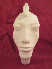 BÜSTE KOPF WAND-MASKE SKULPTUR FIGUR STATUE ECHNATON ÄGYPTEN EGYPT STEIN WEISS 