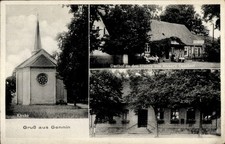Ak Gennin Neumark Ostbrandenburg, Kirche, Gasthof zu den Linden,... - 4876232
