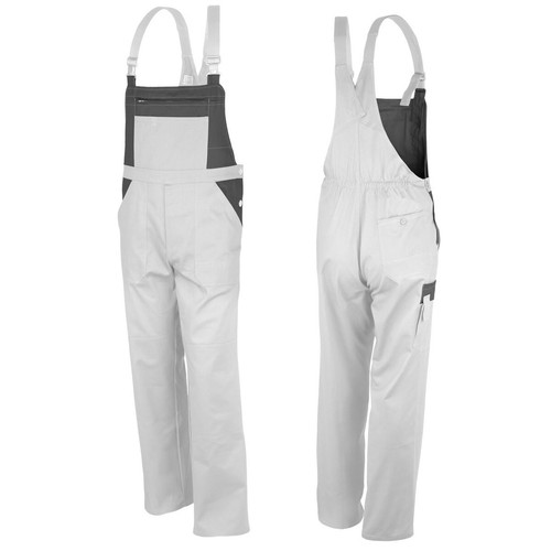 Latzhose weiß grau - latzhose, weiß/grau