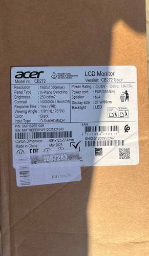 Acer vero cb272gbipr - cb272gbipr, zoll)