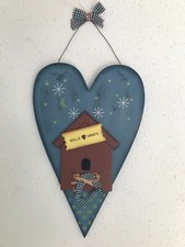 SCHLÜSSELBRETT - SCHLÜSSELLEISTE - HAKENLEISTE - Holz - Herzform mit Vogelhaus