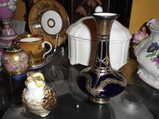 KPM Berlin Vase Jugendstil Emaille dunkelblau Silveroverlay