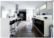 NEOLA Einbauküche Hochglanz schwarz/weiss Musterküche m. Insel Extras Möbelteile