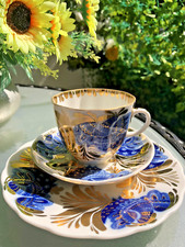 Lomonosov Porzellan Kaffee- Gedeck-3Teile „Goldene Garten „