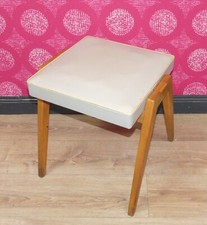 50er Jahre Hocker Schemel Federkern Holz GRAU fifties Klassiker rockabilly retro