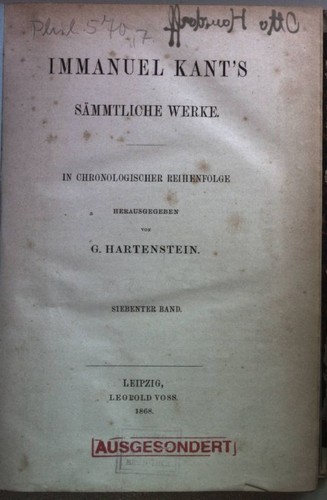 Immanuel kant sämmtliche - kant's,