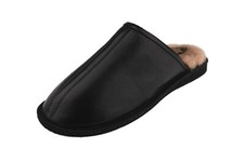 Warme Lederpantoffeln Lammwolle Leder Hausschuhe Latschen Schafwolle schwarz