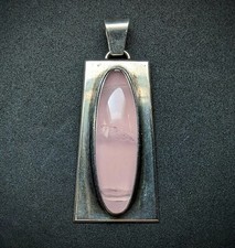 Vintage Anhänger Georg Kramer Silber 835 Rosenquarz alt 1950s