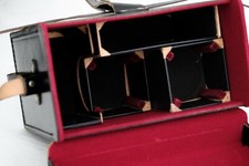 Original BENSER Kombitasche aus schwarzem Leder / Tasche für Leica / Contax