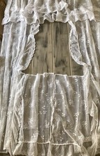 Antik Set 5tlg Fenster Gardine Vorhang Volant Baumwolle Musselin? Filetspitze