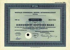WEDAG Westfalia Dinnendahl Gröppel AG 1951 Bochum Essen KHD Deutz Köln 100 DM