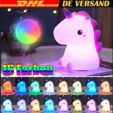 Einhorn Silikon Nachtlicht Kinder Nachttischlampe Stilllicht 16Farben Nachtlicht