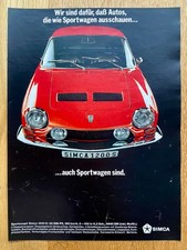 Simca 1200 S Sportwagen Coupe Sportcoupe Oldtimer 1970 Vintage Ad Werbung