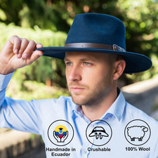 Premium Fedora Filzhut Australian Cowboy breite Krempe Krempe Filzhut knautschbar