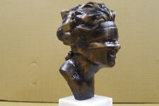 Gusseisen Statue mit Marmorsockel Künstlerfigur 30 cm 4 Kg Blindfolded Woman