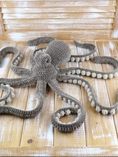 XL großer Oktopus Krake Kuscheltier gehäkelt Plüschtier Handarbeit Deko 