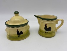 Zeller Keramik Hahn & Henne Krug Milchkännchen & Zuckerdose Handbemalt