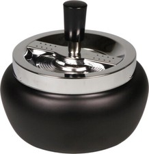 XXL Dreh - Aschenbecher "Multi" chrom/schwarz 13cm