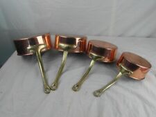 Stieltopf Kasserolle Kupfer 4 Stück Griff Messing Serie Topf Vintage Zinn 6c3