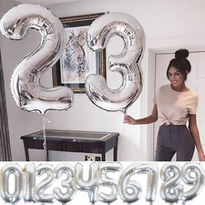 FOLIENBALLON ZAHLEN SILBER -