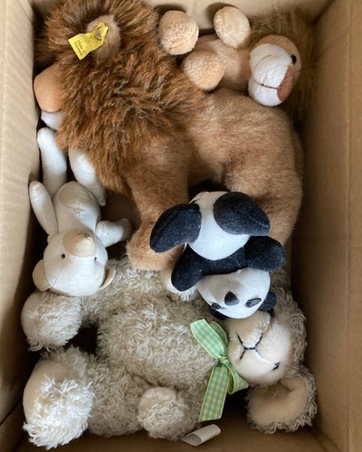 Kiste mit stofftiere - kiste,