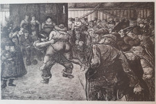 Bild Ringkampf in der Schaubude von Heinrich Zille limit. Kunstdruck von 1964