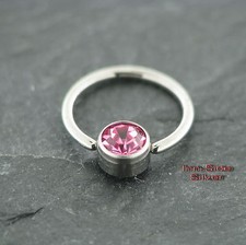 TITAN Lippenbändchen Intim Kristall ROSA Ohr Brust Septum Piercing Tragus 1,2mm