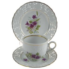 3er Set Gedeck Sammelgedeck Goldrand Durchbrucharbeit Mitterteich