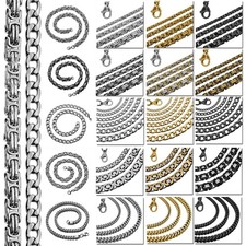 1x Edelstahlkette Panzerkette Herrenkette Königskette Silbern Herren Halskette 