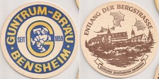 Guntrum Bräu - alter Bierdeckel "Entlang der Bergstrasse: Schloss Schönberg"