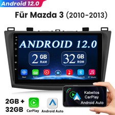 Für MAZDA 3 2010-2013 9" Android 12 Autoradio CarPlay HD WIFI Bluetooth Navi GPS