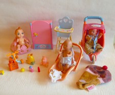 BABY BORN mini PUPPENWAGEN-WIPPE-HOCHSTUHL-3 BABY´S-SCHRANK-SITZSACK  & ZUBEHÖR