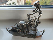 Hinz & Kunz, DDR, Original Design Motorboot Schiff m. Kapitän, gebraucht Vintage