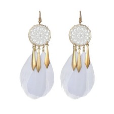 Boho Goldfeder Ohrringe weiße