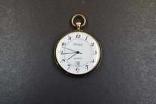 flache Taschenuhr vergoldet von Regent, Quarzwerk, Datumsanzeige läuft