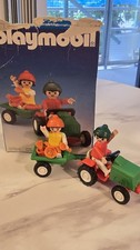 Playmobil Kinder in Hüten & Minitraktor & Anhänger 3594 Komplettsatz 1984
