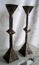 Frankreich Kerzenleuchter Paar Kerzenständer Metall Mid-Century Vintage 1970er