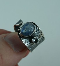 Sterling Silber Ring  Größe 60  natürlicher Kyanit und blauer Topas Edelsteine