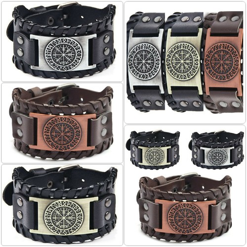 Wikinger lederarmband vegvisir - wikinger,