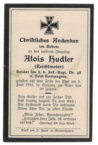 Sterbebild soldat inf - soldat, k.k.