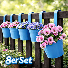 8 Hängetöpfe Blau Kräuter